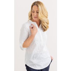 Anna Rose Floral Applique Embroidered Top - White - 14