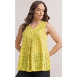 Eyelet Cut Sleeveless Top - Lemongrass - Xxl