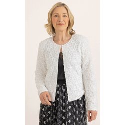 Anna Rose Textured Floral Lace Peplum Jacket - Ivory - 14