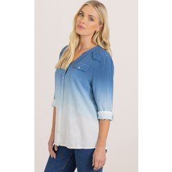 Embroidered Dip Dye Shirt - Airforce - 22