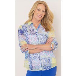 Anna Rose Patchwork Shimmer Blouse - Blue/Green/Multi - 18