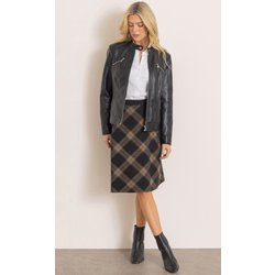 Checked Pull On Skirt - Black/Tan - 22