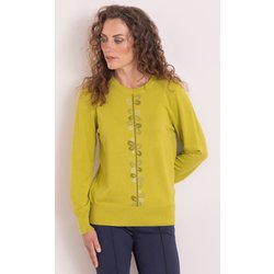 Anna Rose Embellished Knitted Top - Olive - Xxl