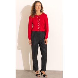 Anna Rose Glitter Pinstripe Patterned Trousers - Black - 22