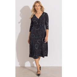 Metallic Circle Print Midi Dress - Black/Multi - 20