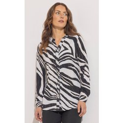 Anna Rose Embellished Animal Print Blouse - Black/Ivory/Gold - S