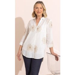 Anna Rose Floral Embroidered Top - Whitebeige - 14