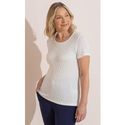 Anna Rose Textured Short Sleeve Top - Ivory - Xl