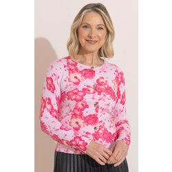 Anna Rose Floral Print Knitted Cardigan - Pink Multi - Xxl