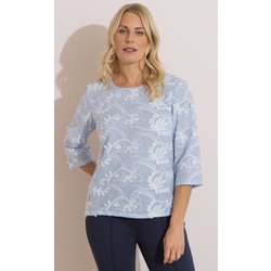 Anna Rose Embroidered Floral Top - Sky/Ivory - 22