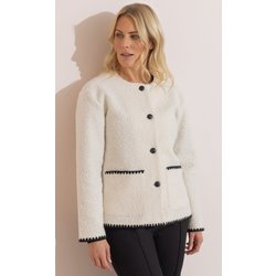 Anna Rose Boucle Collarless Jacket - Cream - M