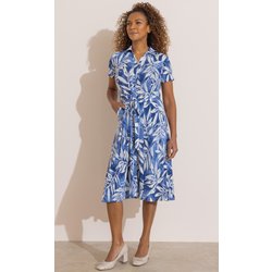 Anna Rose Printed Jersey Shirt Dress - Denim/Blue/Ivory - 18