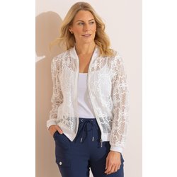Anna Rose Open Knitted Bomber Jacket - White - S