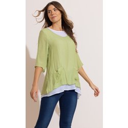 Double Layer Tunic Top - Green/White - Xl