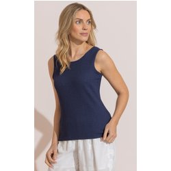 Textured Sleeveless Vest Top - Navy - S