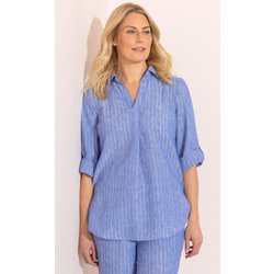 Anna Rose Lurex Striped Blouse - Denim Blue - 14