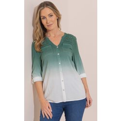 Eyelet Detail Ombre Dip Dye Blouse - Thyme - 12