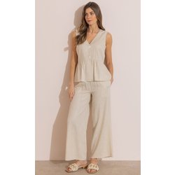 Shimmer Wide Leg Trousers - Natural - 12