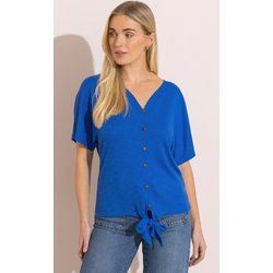 Textured Tie Hem Top - Royal Blue - S