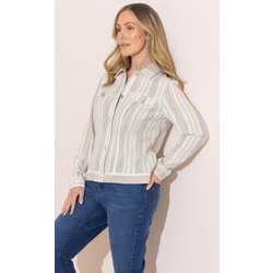 Anna Rose Embroidered Striped Jacket - Natural Multi - 14