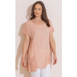 Linen Blend Loose Fit Top - Dusky Pink - L