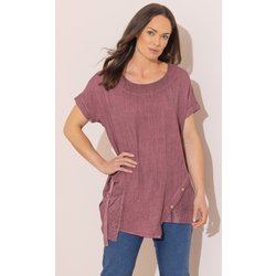 Linen Blend Loose Fit Top - Claret - L