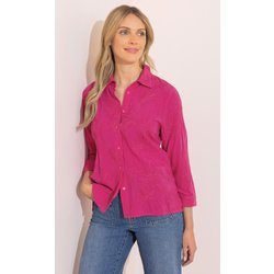 Embroidered Three Quarter Sleeve Blouse - Hot Pink - 16