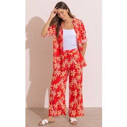 Printed Wide Leg Trousers - Red Multi - 14