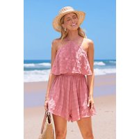 Cupshe Combishort cover up dos nu à jambes larges rose