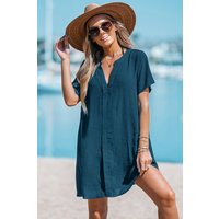 Beachside Chill Blue Cover-Up Mini Dress