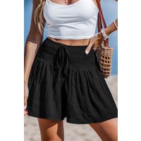 Cupshe 20% Rabatt auf schwarze gesmokte BündchenStrandshorts