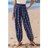 Navy Boho Tapered Cover-Up Trousers