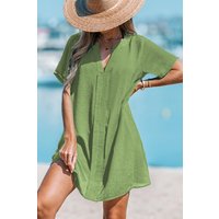 Keep Swimming Green Cover-Up Mini Dress