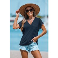 Cupshe 20% Rabatt auf Leicht transparentes blaues TShirt mit VAusschnitt