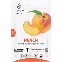 Stay Well - Peach Vegan Sheet Mask 1 x - Brightening Face Mask For Dry Dehydrated Skin