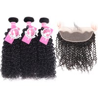 Alipearl 3 Bundles Kinky Curly with Lace Frontal Unprocessed Brazilian Hair