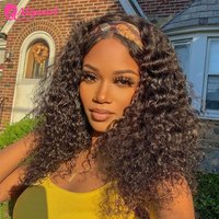 African American Headband Wigs Human Hair Short Curly Hair Bob Wig