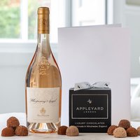 Whispering Angel Rosé Wine (75cl), 12 Handmade Chocolate Truffles & Occasion Card