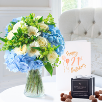 Forget Me Not, 12 Appleyard Truffles & 21st Birthday Card image