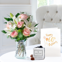 Simply Pink Rose & Lily, 6 Mixed Truffles & 60th Birthday Card image