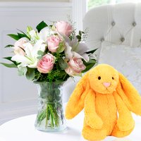Simpy Pink Rose & Lily & Jellycat® Bashful Sunshine Bunny (31cm) image