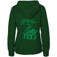 HANDGEDRUCKT "Lange Reise" Frauen Zip Hoody Neutral