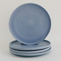 NAKOA Speiseteller Keramik 4er Set | Handgefertigtes Steingut Geschirrset | Langlebig & Spülmaschinenfest | Mikrowellengeeignet | Hochwertige große Teller | Modernes Design | 28 x 2,5 cm