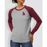 little kiwi Frauen Langarm-T-Shirt, "Fuchs", Heather Grey/Burgundy, Heather Grey/Navy