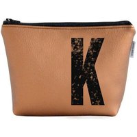renna deluxe Kosmetiktasche und Kulturtasche personalisiert mit Monogramm - bronze