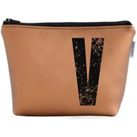 renna deluxe Kosmetiktasche und Kulturtasche personalisiert mit Monogramm - bronze