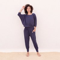 Jaya MEGAN - Hose im Sarouel-Stil, Taschen, tiefer Schnitt, weich fließender Stoff aus Tencel/Biobaumwolle