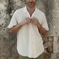 NORDLICHT Herren Musselin Kurzarm Hemd Lars aus 100% Bio-Baumwolle