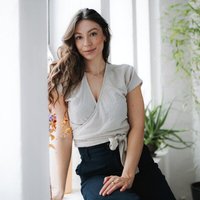 NORDLICHT Damen Musselin Wickelbluse aus 100% Bio-Baumwolle FREDA kurz