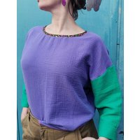 Fräulein Prusselise Musseline colourblock Top, Shirt, Bluse, bunt, -bio,